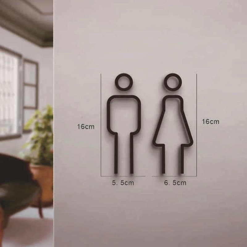Funny Bathroom Signs for Men Women Creative 2D Flat Restroom Door Decor Restaurant Hotel Cafe Toilet Signage Wall Sticker