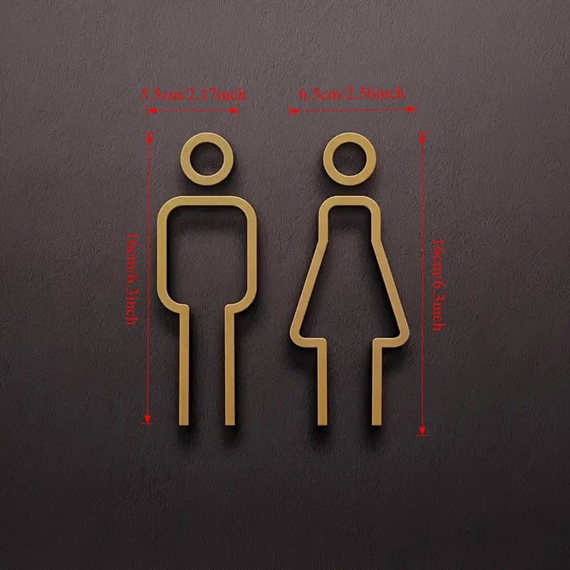 Funny Bathroom Signs for Men Women Creative 2D Flat Restroom Door Decor Restaurant Hotel Cafe Toilet Signage Wall Sticker