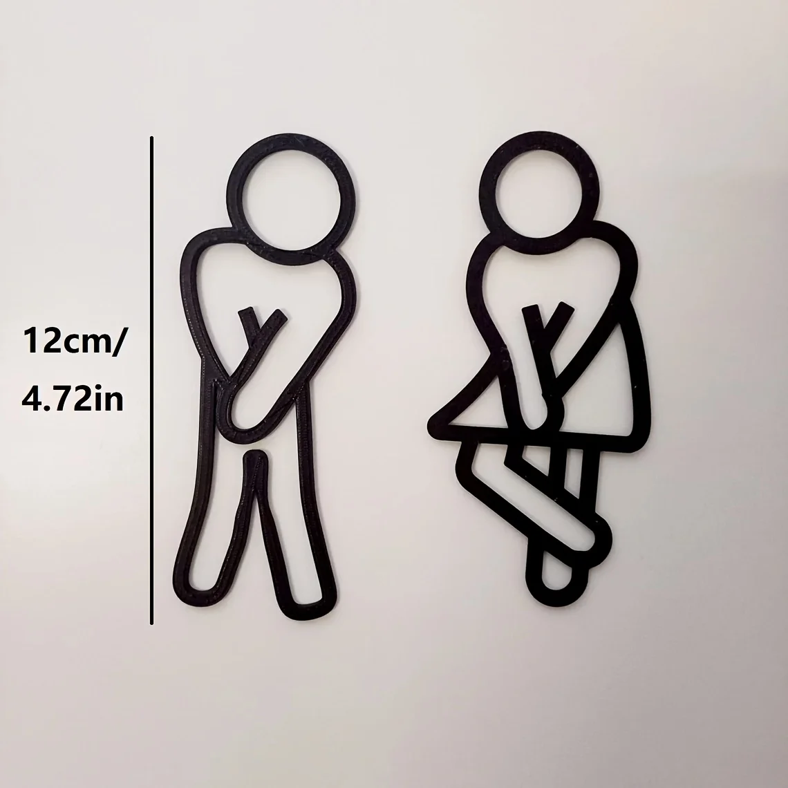 Funny Bathroom Signs for Men Women Creative 2D Flat Restroom Door Decor Restaurant Hotel Cafe Toilet Signage Wall Sticker